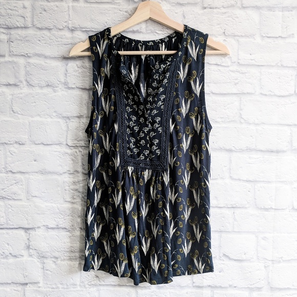 LOFT Tops - LOFT Valley Floral Lace Bib Shell